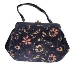 Fabrigue Burned Velvet Floral Doctor Bag Black Vintage Chic Statement Accessory